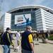 Michigan fans walk outside of the Georgia Dome before the start of the Final Four in Atlanta on Saturday, April 6, 2013. Melanie Maxwell I AnnArbor.com